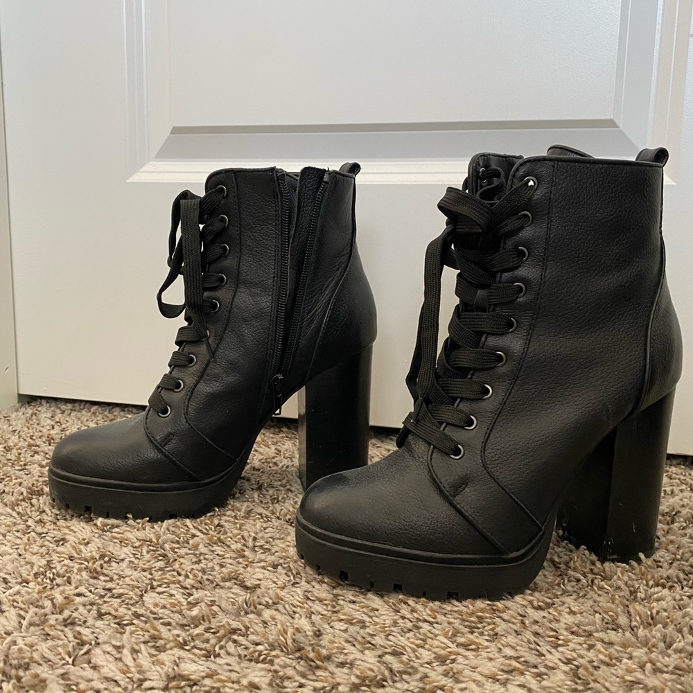 Black combat style booties from Steve Madden, only worn twice